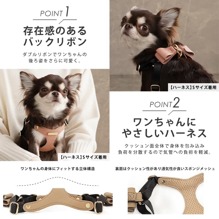 Amazon | e.x.p.japon リボンハーネス M ブラック チャーム 収納袋付き